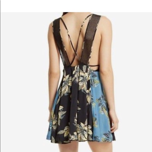 NWT New Free People Thought I Was Dreamin Mini Dress Rayon Black/Blue XS - Picture 4 of 6